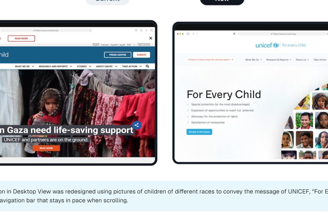 A Redesign of UNICEF's Landing Page